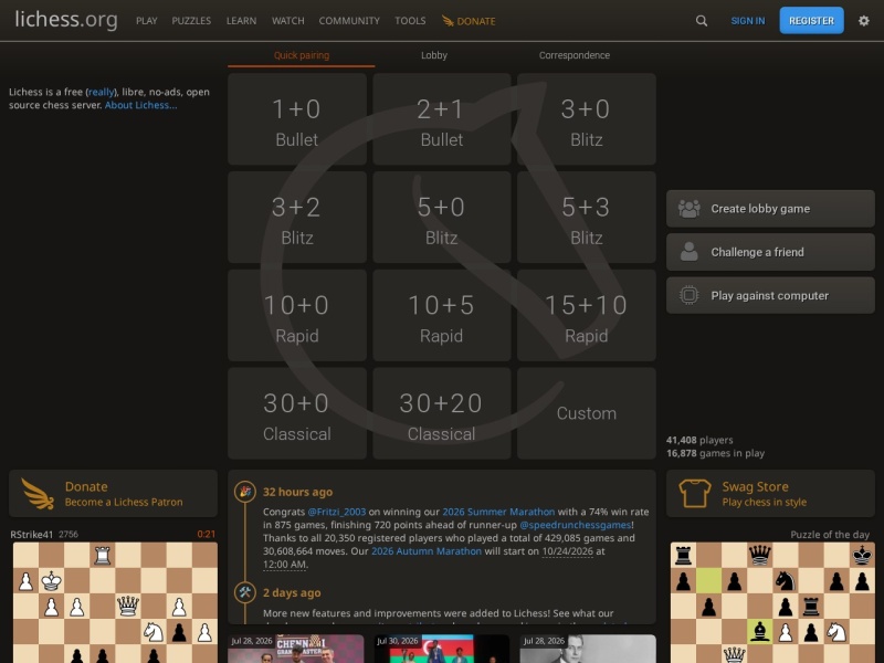 在线Lichess国际象棋游戏